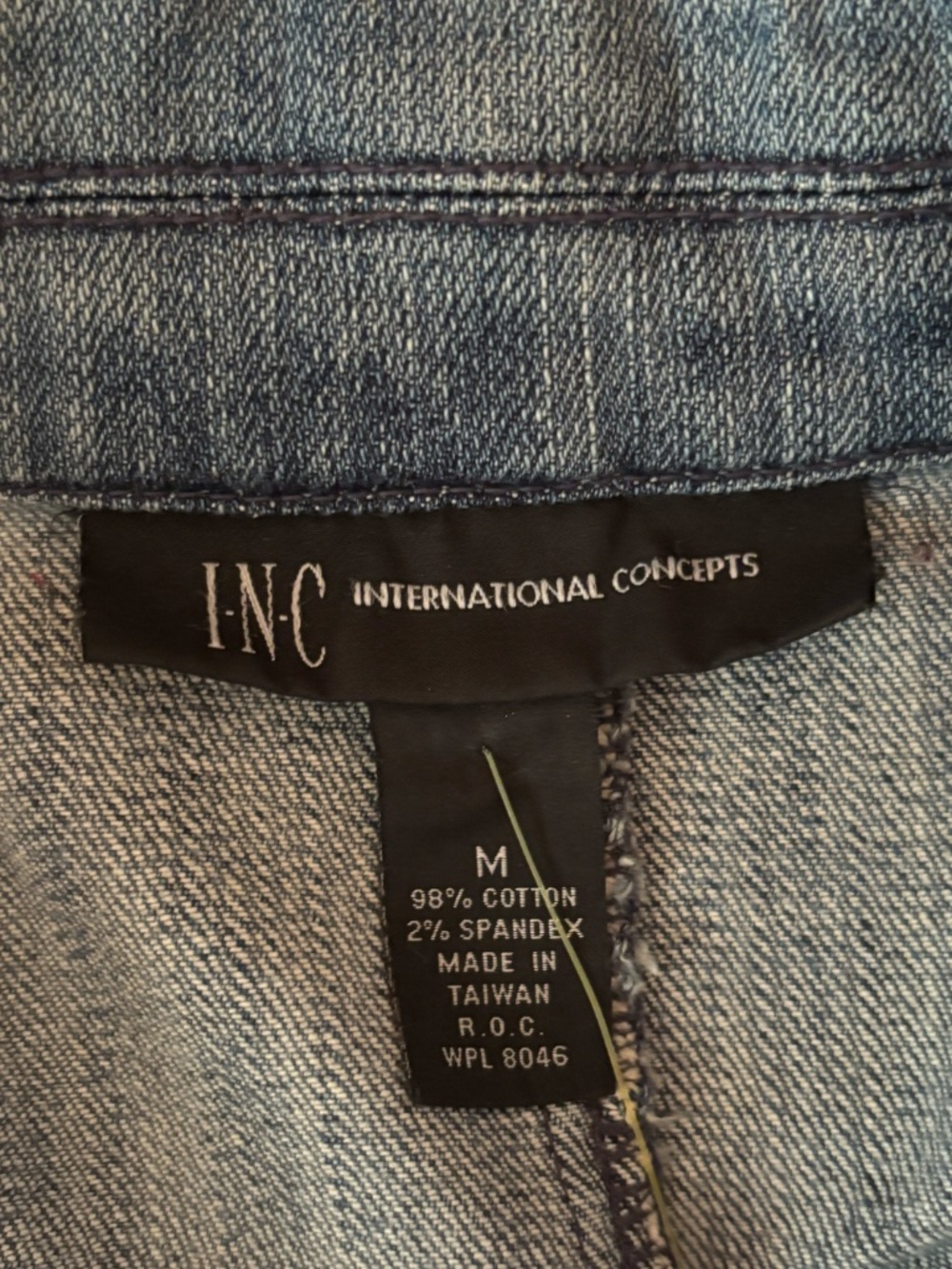 INC International Concepts Denim Jacket Brass Button Stretch Jean Jacket Size M - Picture 10 of 16